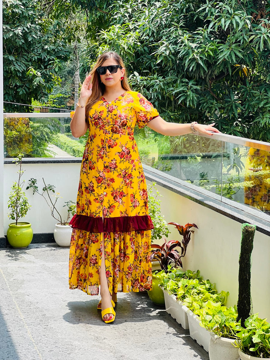 Yellow Floral Maxi Dress