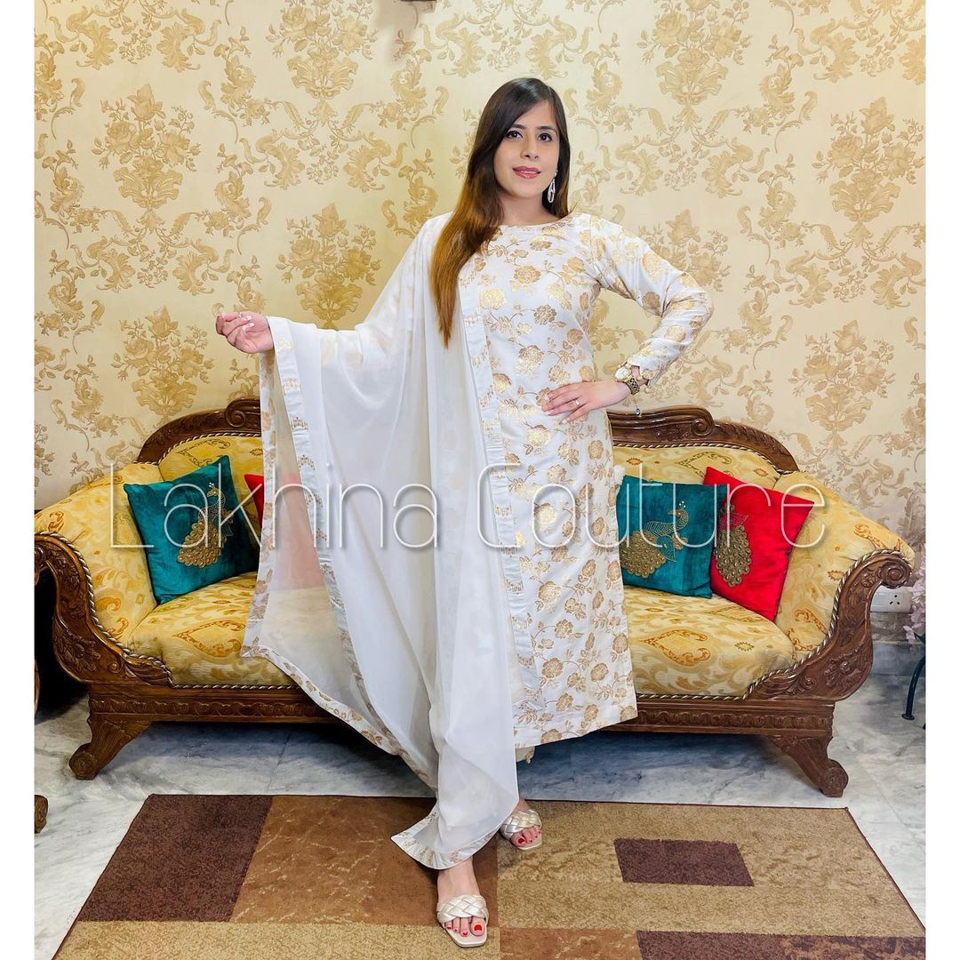 White 2025 banarsi suit