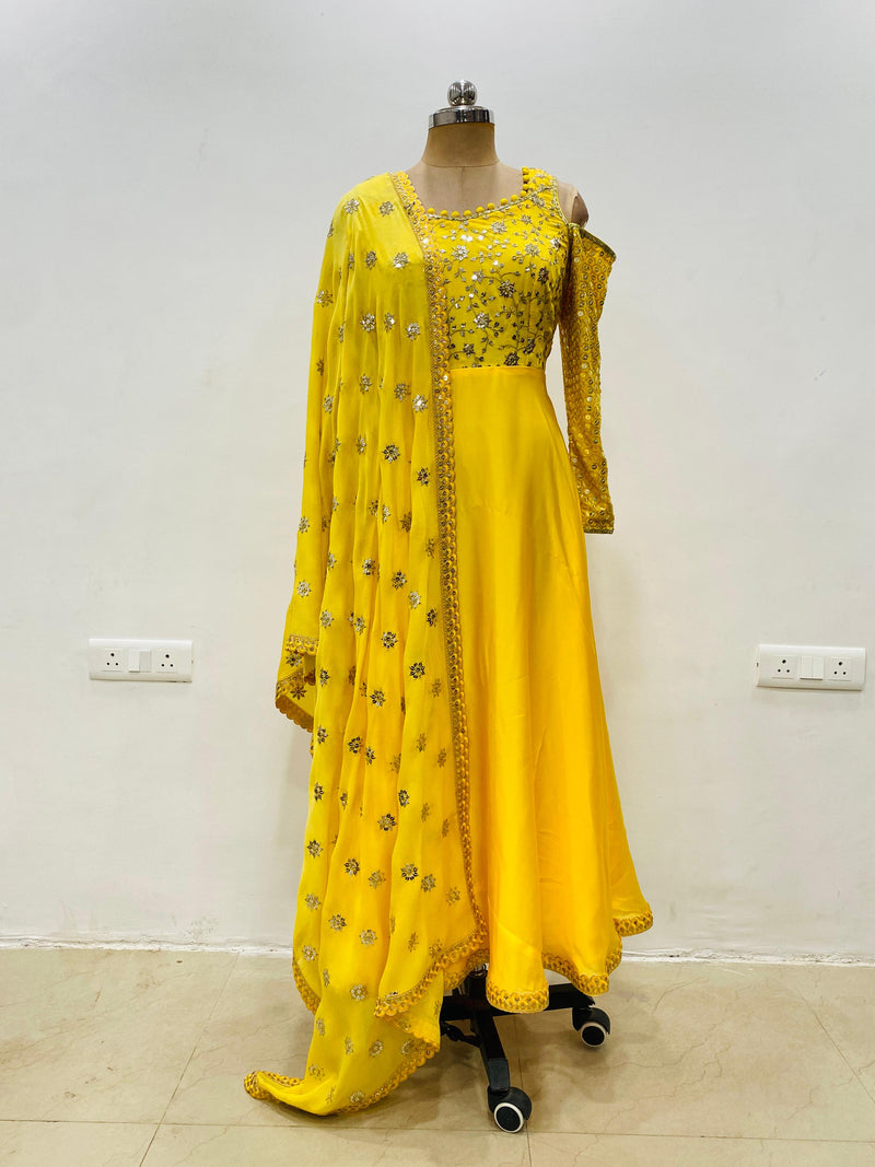 MBM Yellow Karva Chauth Anarkali