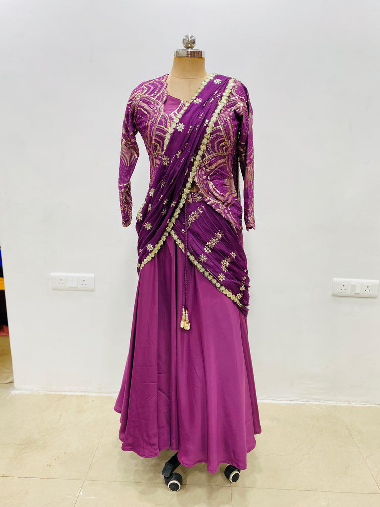 Mauve Jacket Saree