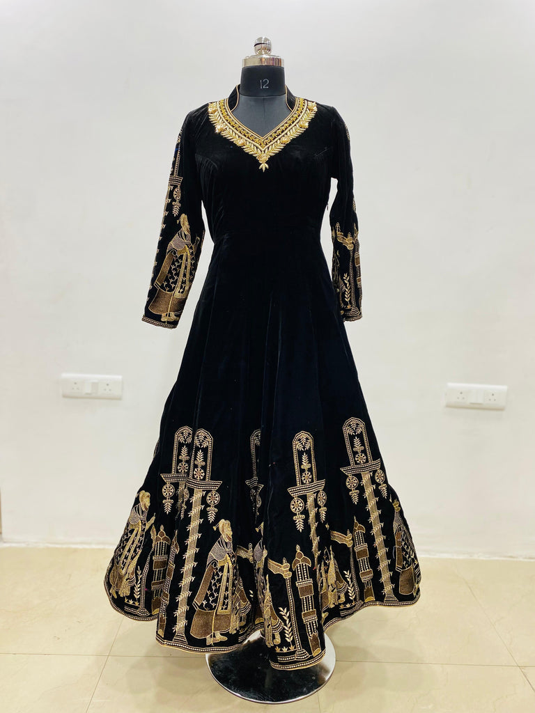 Black Velvet Anarkali Gown