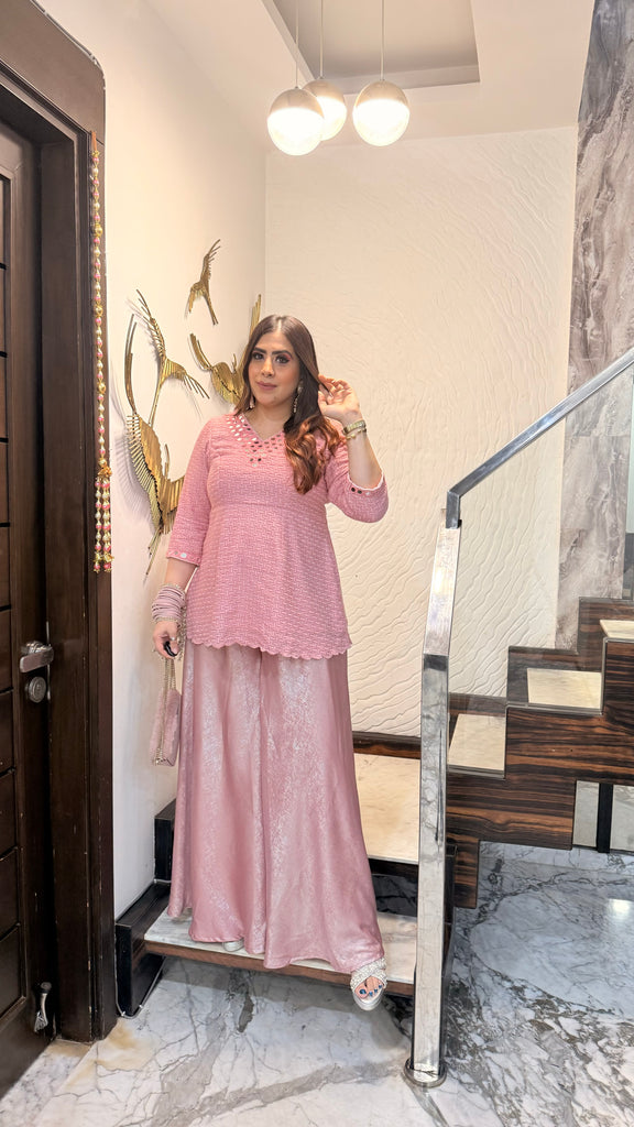 Blush Chikan Sharara Co-Ord