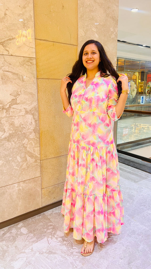 White Neon Feather Maxi