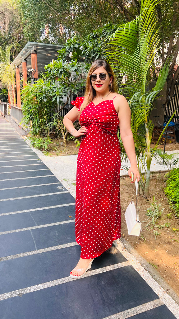 Maroon Polka Dot Maxi