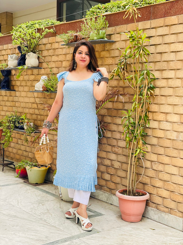 Powder Blue Rakhi kurti