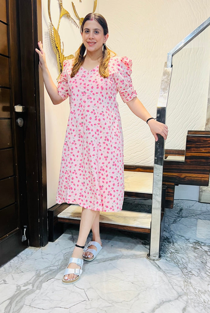 Strawberry Feeding Midi Dress