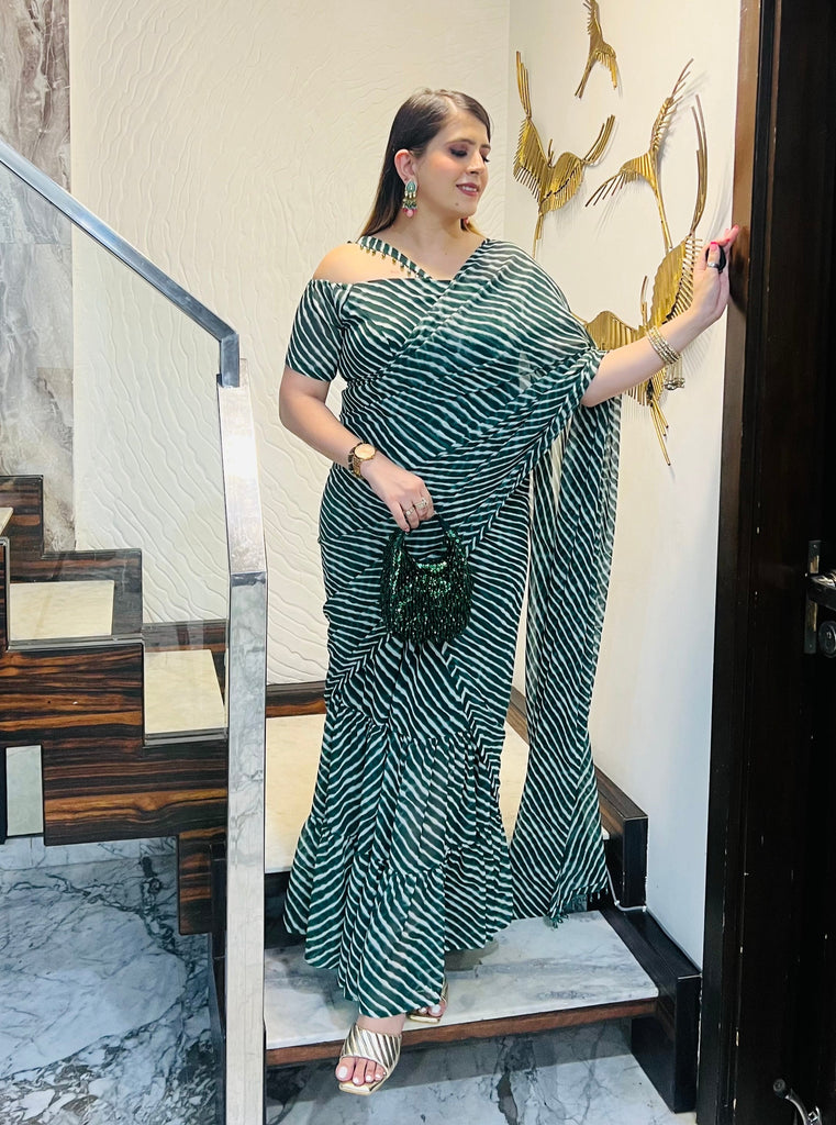 Green Leheriya Maxi Saree