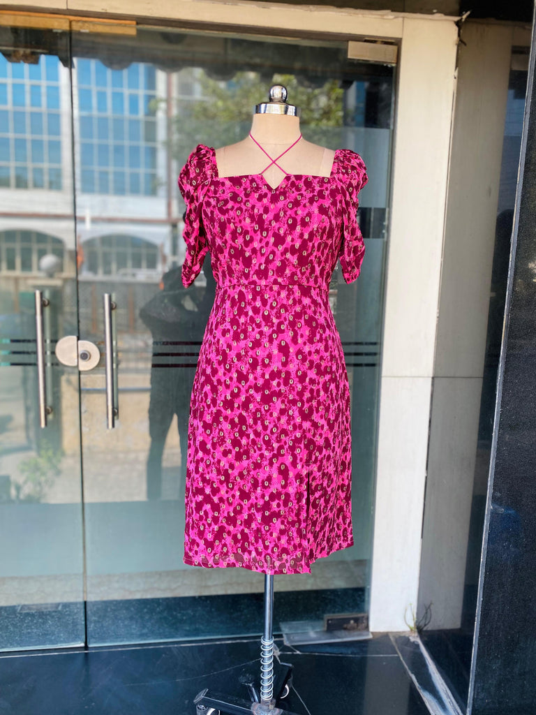 Pink Cheetah Lurex Midi