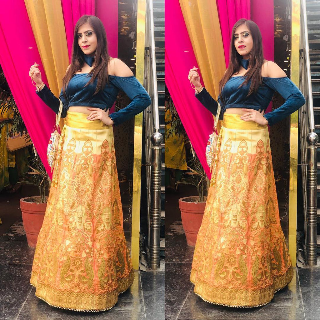 Blue Golden Lehenga