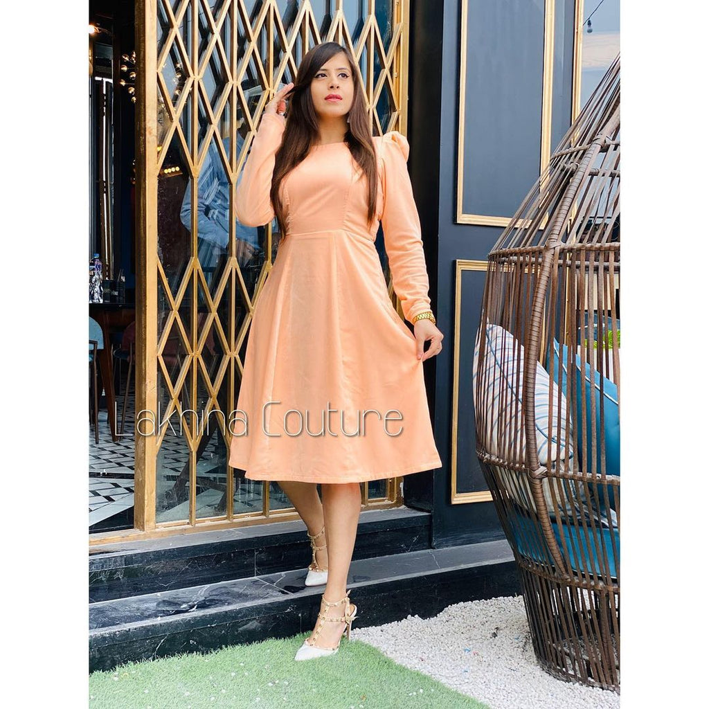 Peach velvet dress best sale