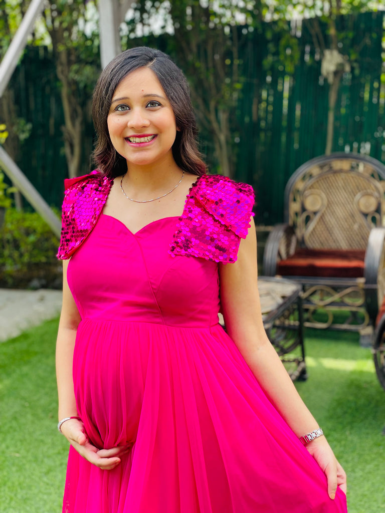 Zamaisha Pink Rayon ALine Maternity Maxi Dress for Women