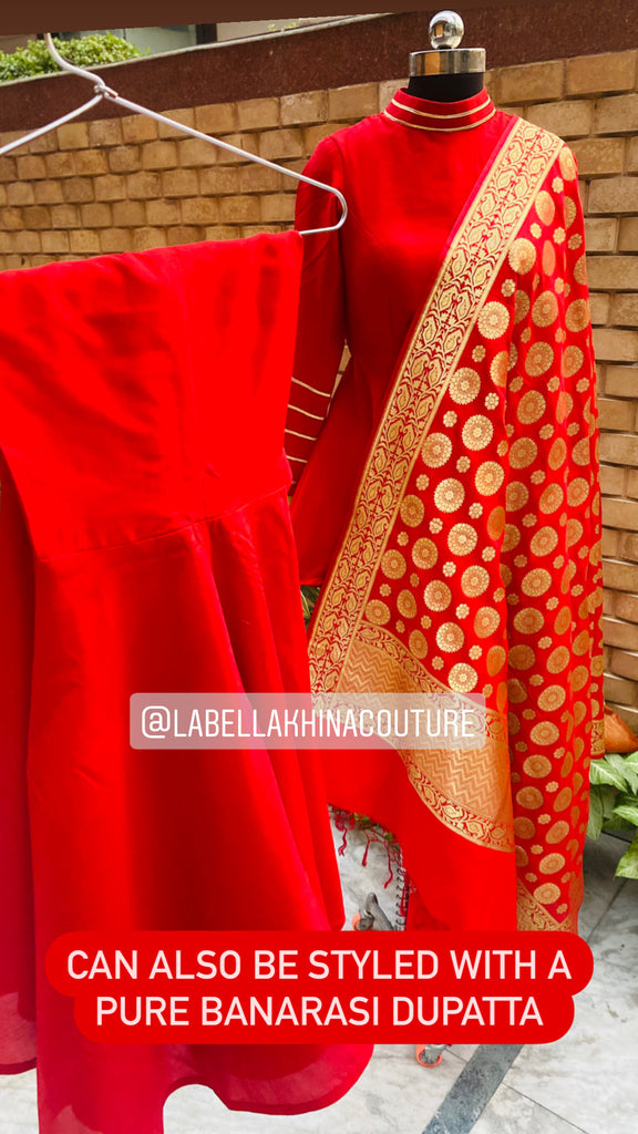 Red Peplum Garara Suit With Dupatta