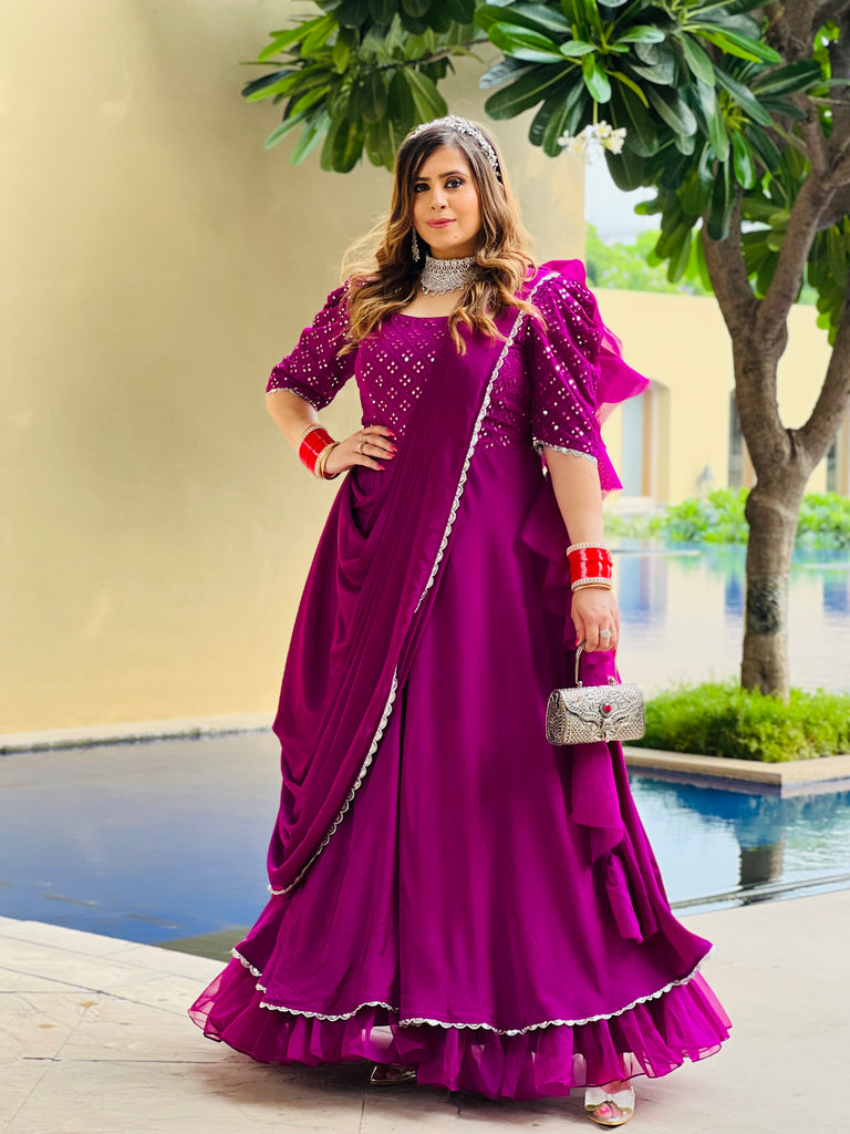 Purple Karvachauth Drape