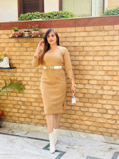 Camel Suede Dress